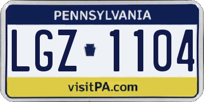 PA license plate LGZ1104