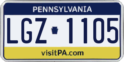 PA license plate LGZ1105