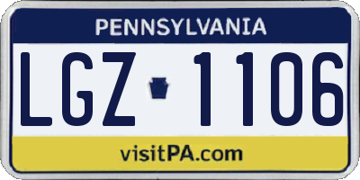 PA license plate LGZ1106
