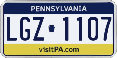 PA license plate LGZ1107