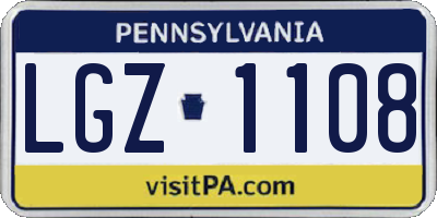 PA license plate LGZ1108