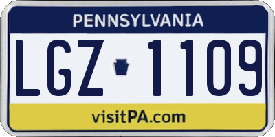 PA license plate LGZ1109