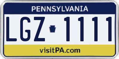 PA license plate LGZ1111