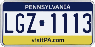 PA license plate LGZ1113