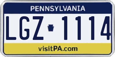 PA license plate LGZ1114