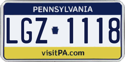PA license plate LGZ1118
