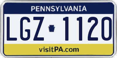 PA license plate LGZ1120