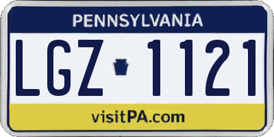 PA license plate LGZ1121