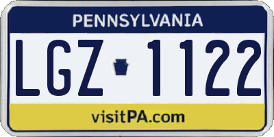 PA license plate LGZ1122