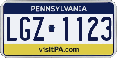 PA license plate LGZ1123