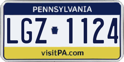 PA license plate LGZ1124