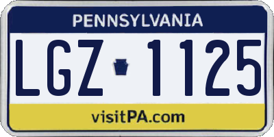 PA license plate LGZ1125