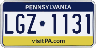 PA license plate LGZ1131