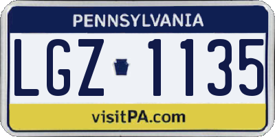 PA license plate LGZ1135