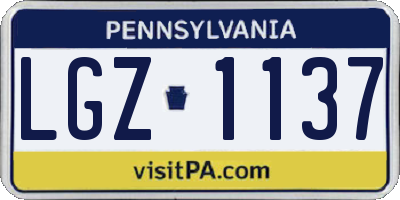 PA license plate LGZ1137