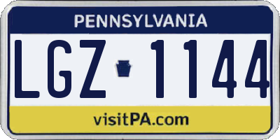 PA license plate LGZ1144