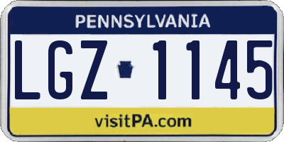 PA license plate LGZ1145