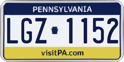 PA license plate LGZ1152