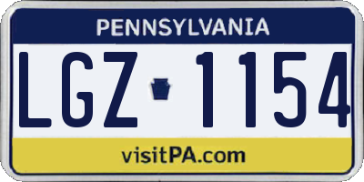 PA license plate LGZ1154