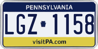 PA license plate LGZ1158