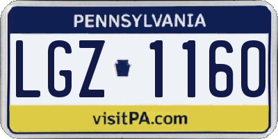 PA license plate LGZ1160