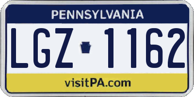 PA license plate LGZ1162