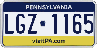 PA license plate LGZ1165