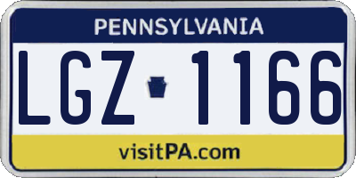 PA license plate LGZ1166
