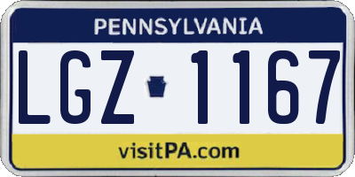 PA license plate LGZ1167