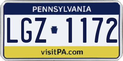 PA license plate LGZ1172