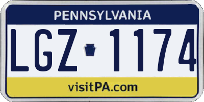 PA license plate LGZ1174
