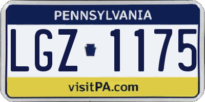 PA license plate LGZ1175