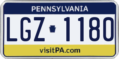 PA license plate LGZ1180
