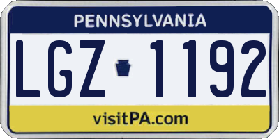 PA license plate LGZ1192