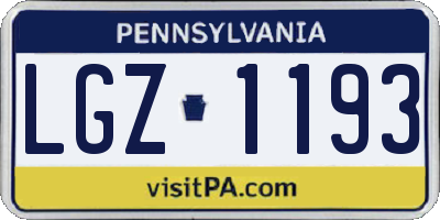 PA license plate LGZ1193