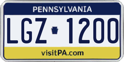 PA license plate LGZ1200