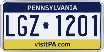 PA license plate LGZ1201