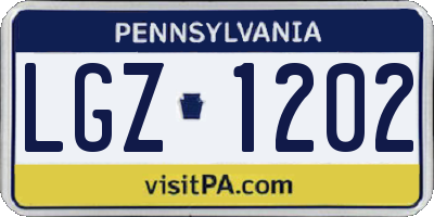 PA license plate LGZ1202