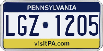 PA license plate LGZ1205
