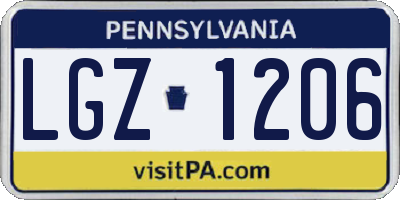 PA license plate LGZ1206