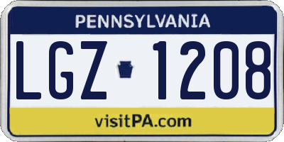 PA license plate LGZ1208
