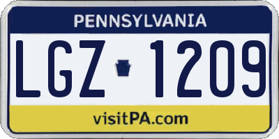 PA license plate LGZ1209