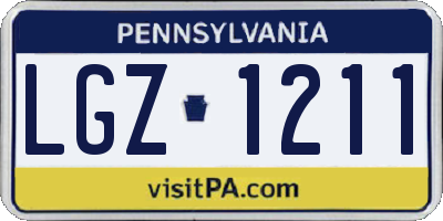 PA license plate LGZ1211