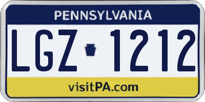 PA license plate LGZ1212