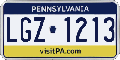 PA license plate LGZ1213