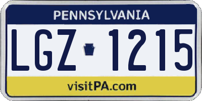 PA license plate LGZ1215