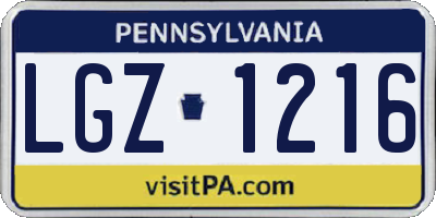 PA license plate LGZ1216