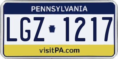 PA license plate LGZ1217