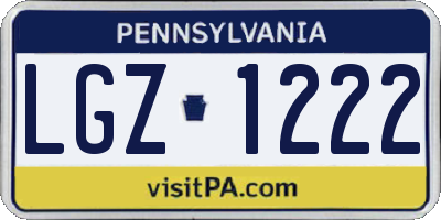PA license plate LGZ1222