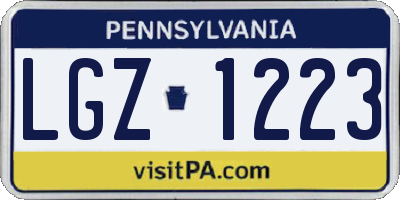 PA license plate LGZ1223